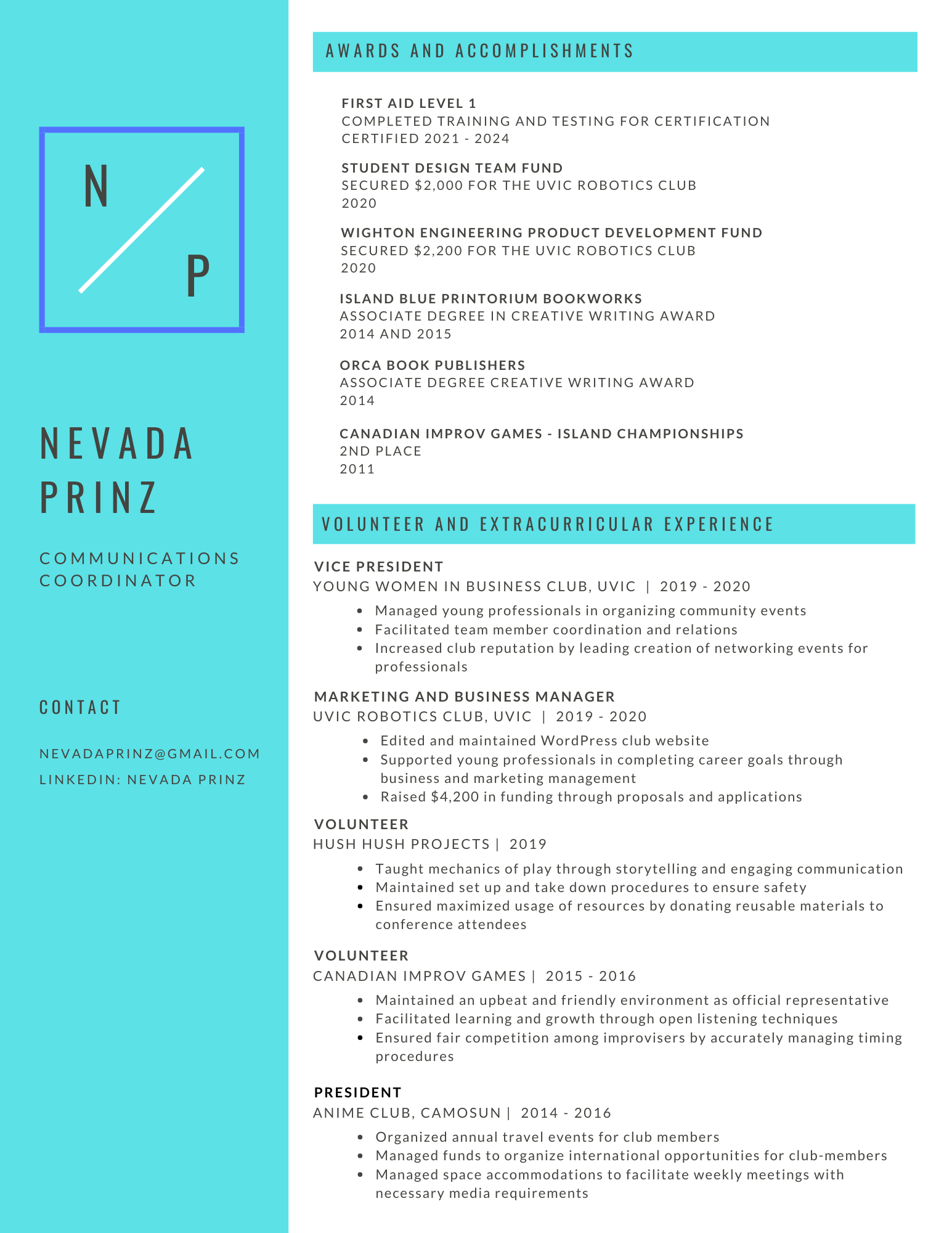 Resume Page 2